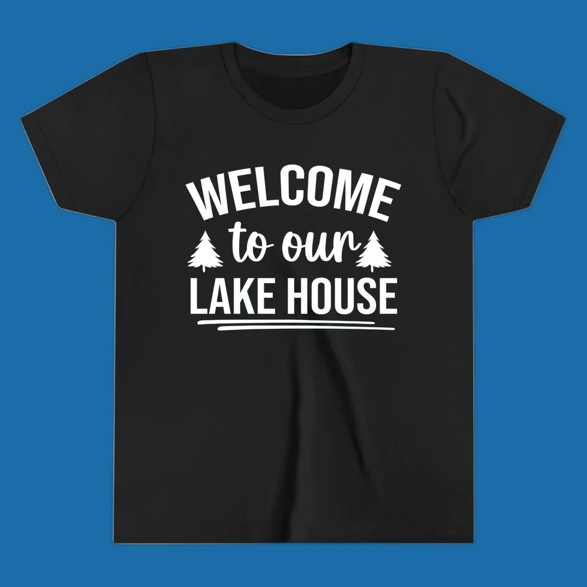 Welcome to our lake house design with trees. lake-house-welcome.