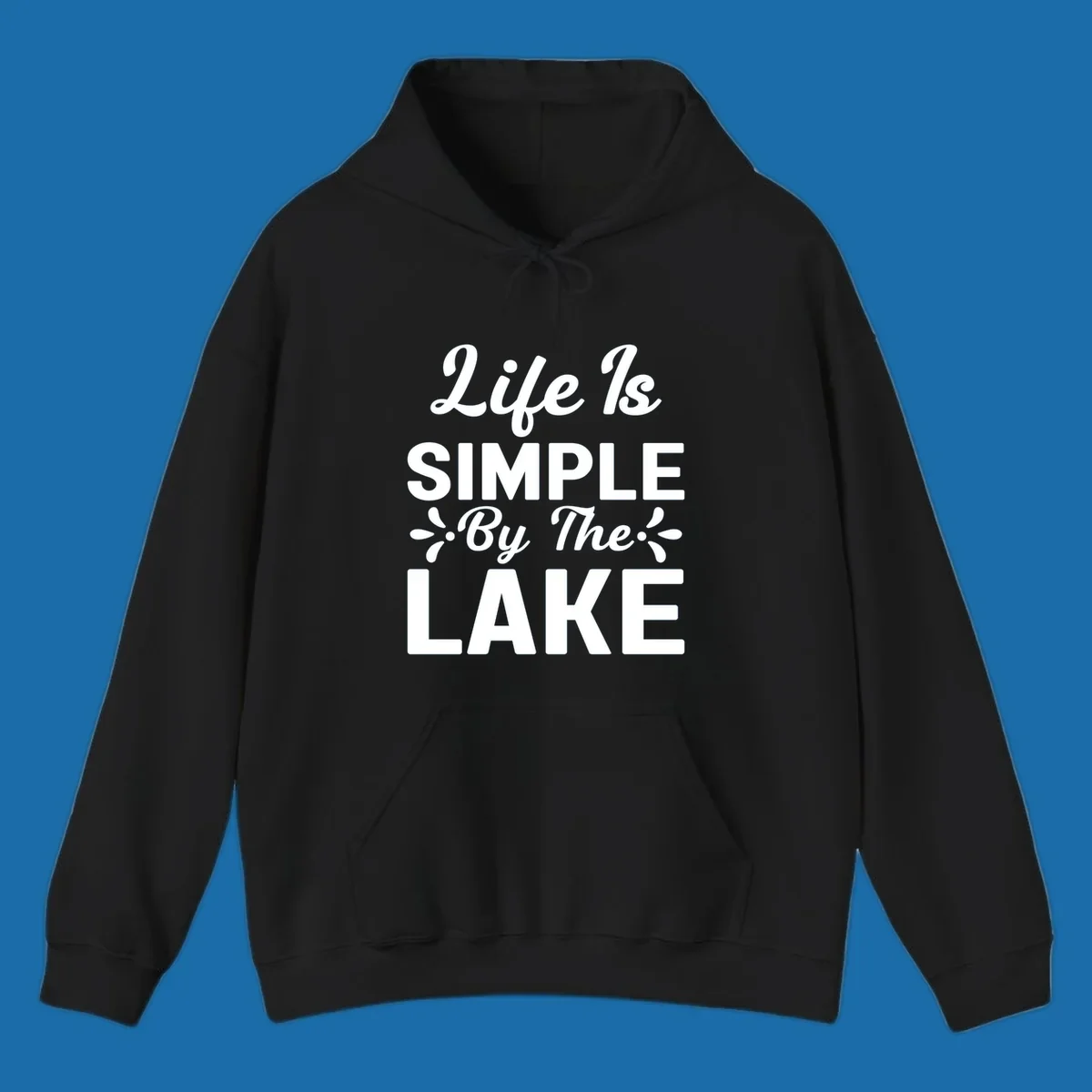 Life Is Simple By The Lake text design with floral accents.