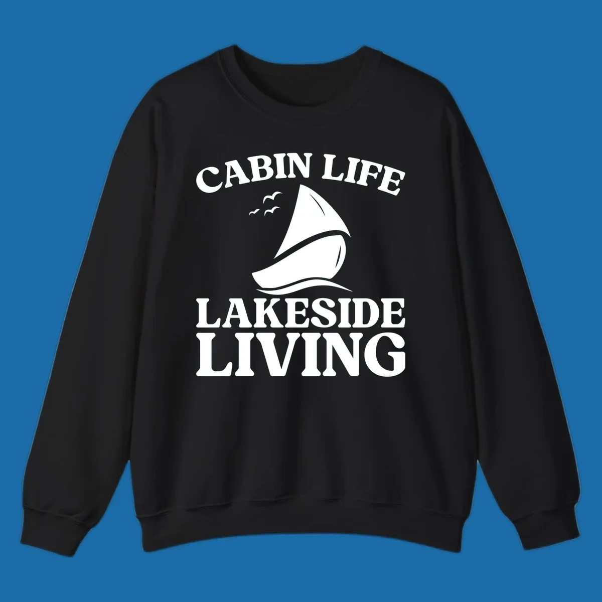 Cabin Life Lakeside Living sailboat graphic