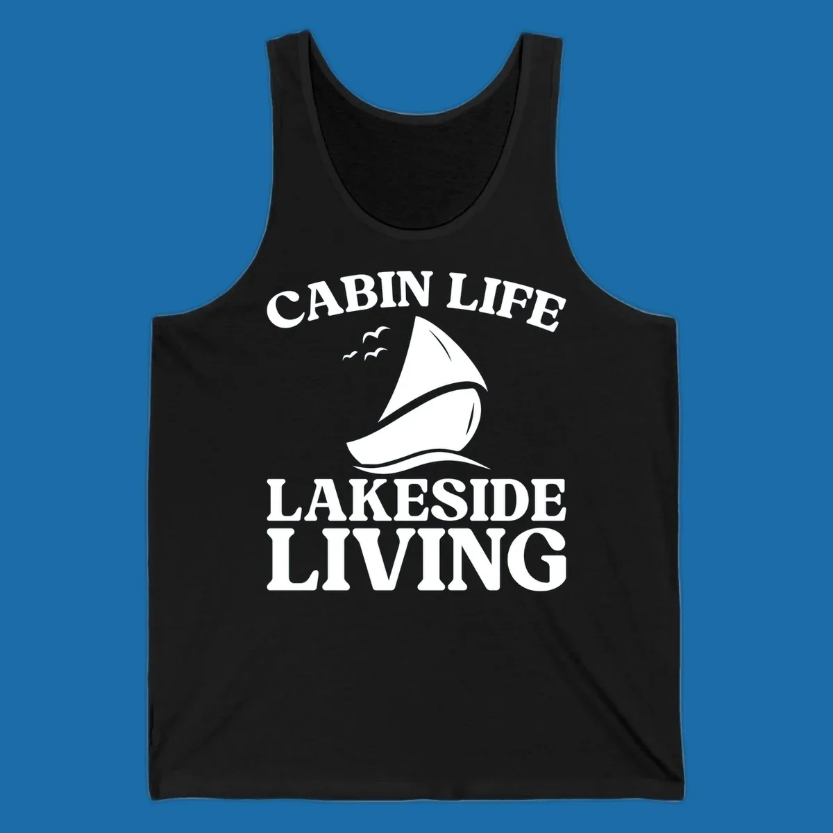 Cabin Life Lakeside Living sailboat graphic