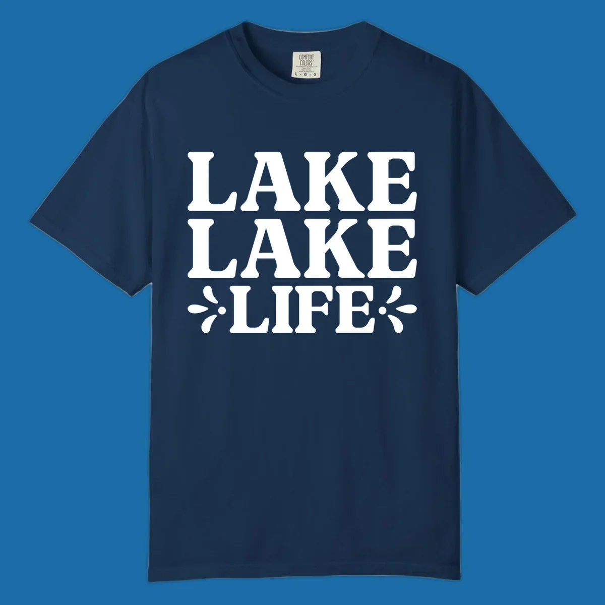 Lake Life Retro Typography stacked text design with floral accents.