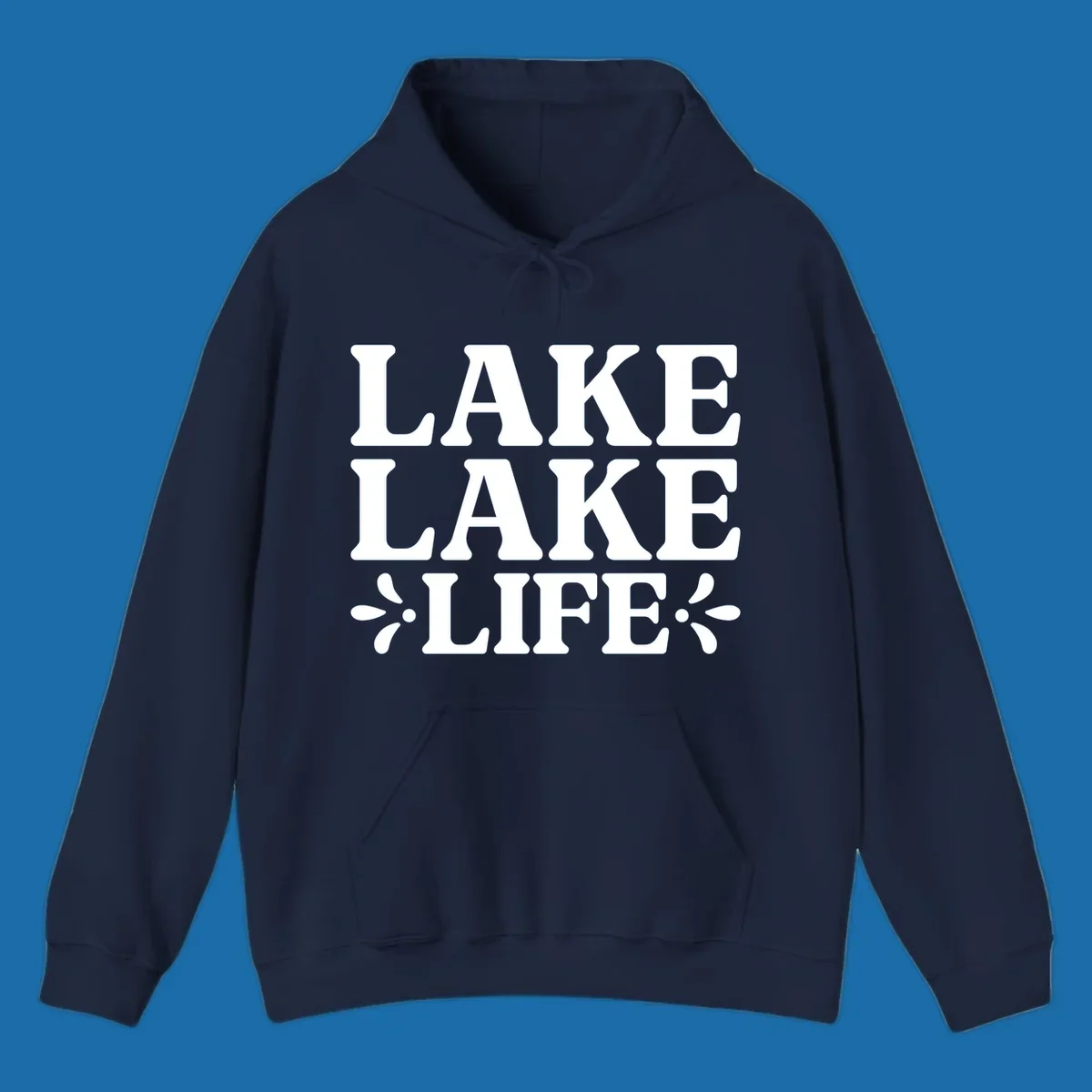 Lake Life Retro Typography stacked text design with floral accents.
