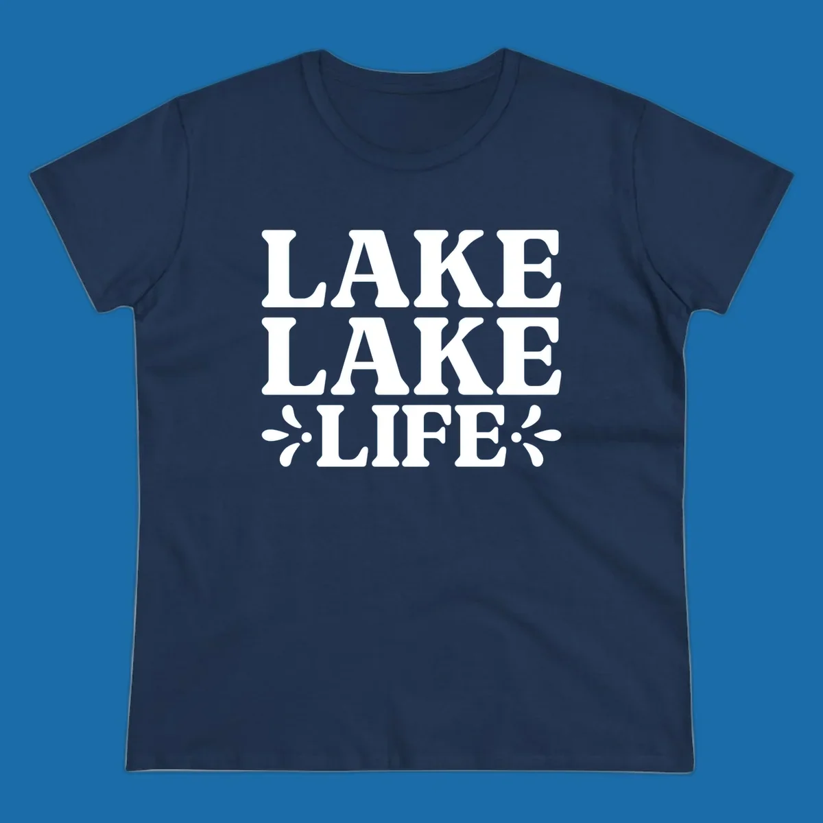 Lake Life Retro Typography stacked text design with floral accents.