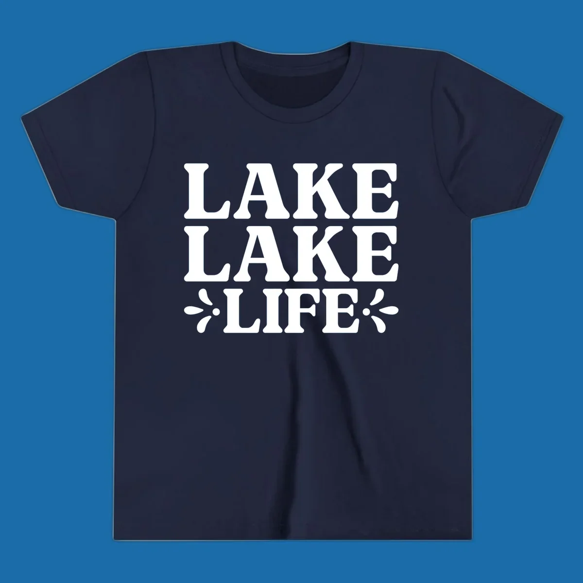 Lake Life Retro Typography stacked text design with floral accents.