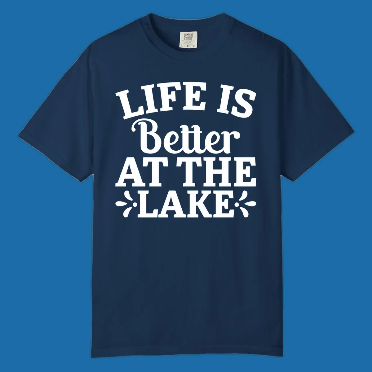Life is better at the lake quote with decorative elements.