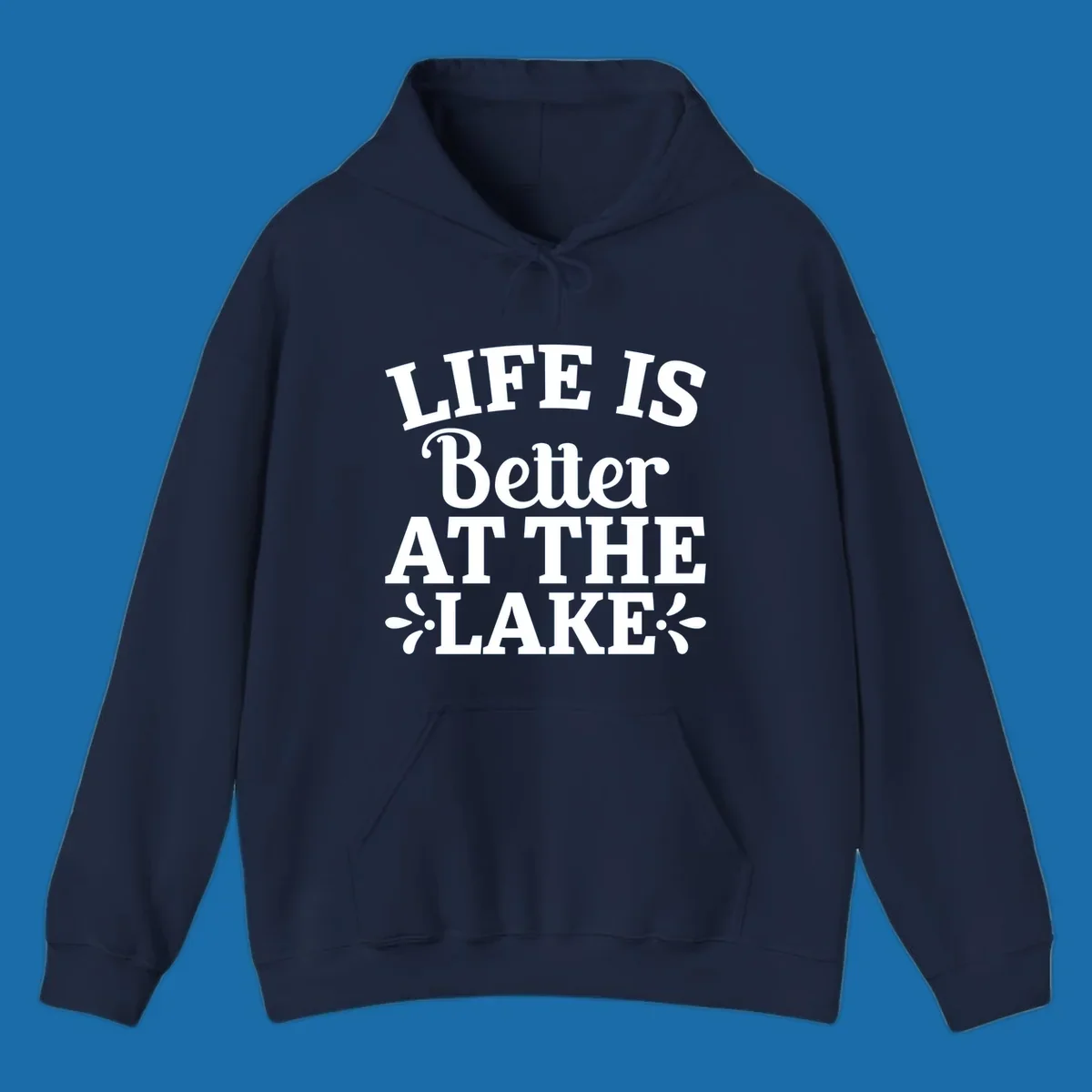 Life is better at the lake quote with decorative elements.