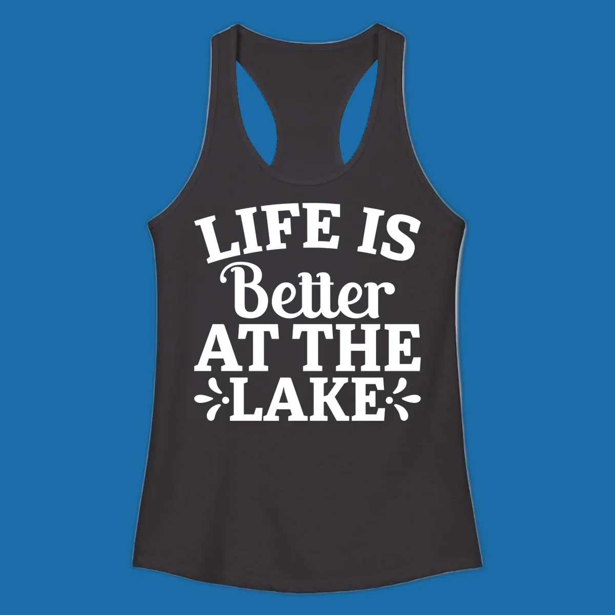 Life is better at the lake quote with decorative elements.