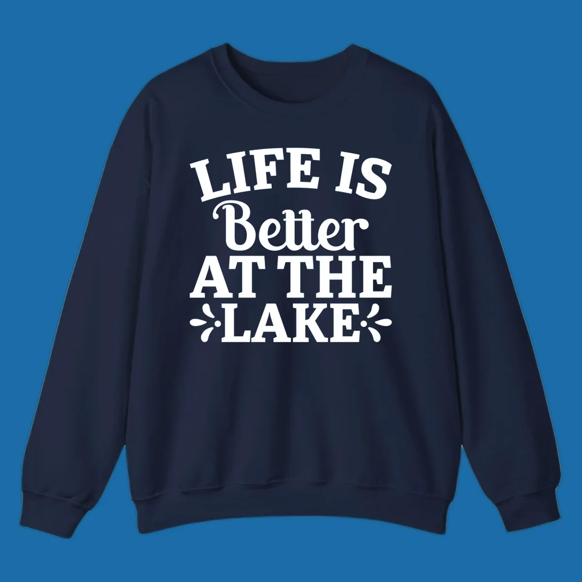 Life is better at the lake quote with decorative elements.