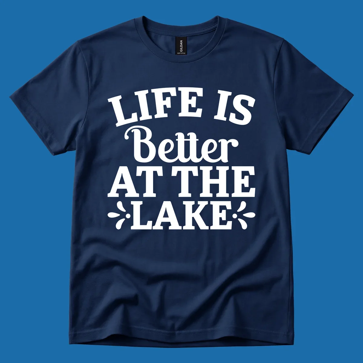 Life is better at the lake quote with decorative elements.