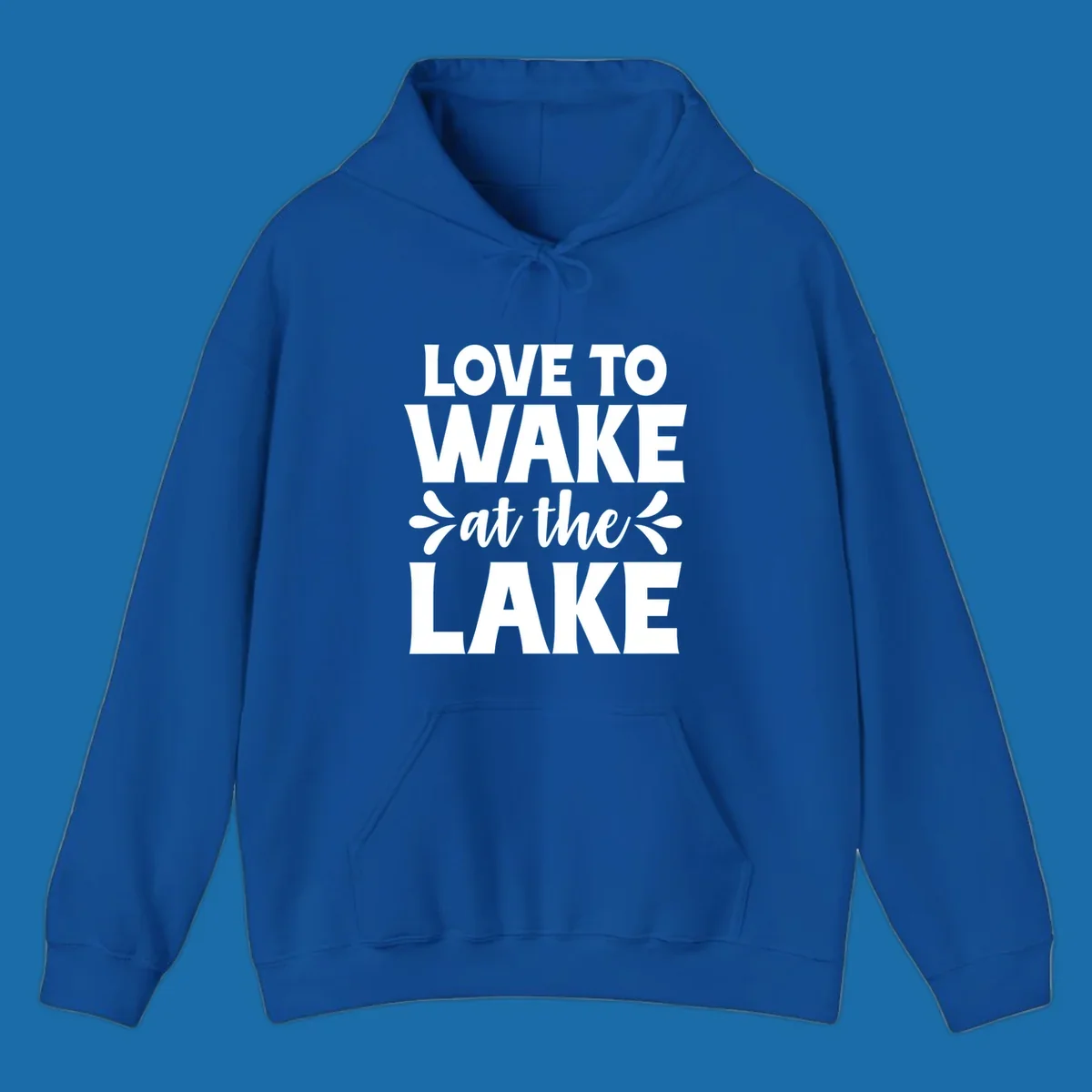Typography design for 'Love To Wake At The Lake' featuring bold white lettering.