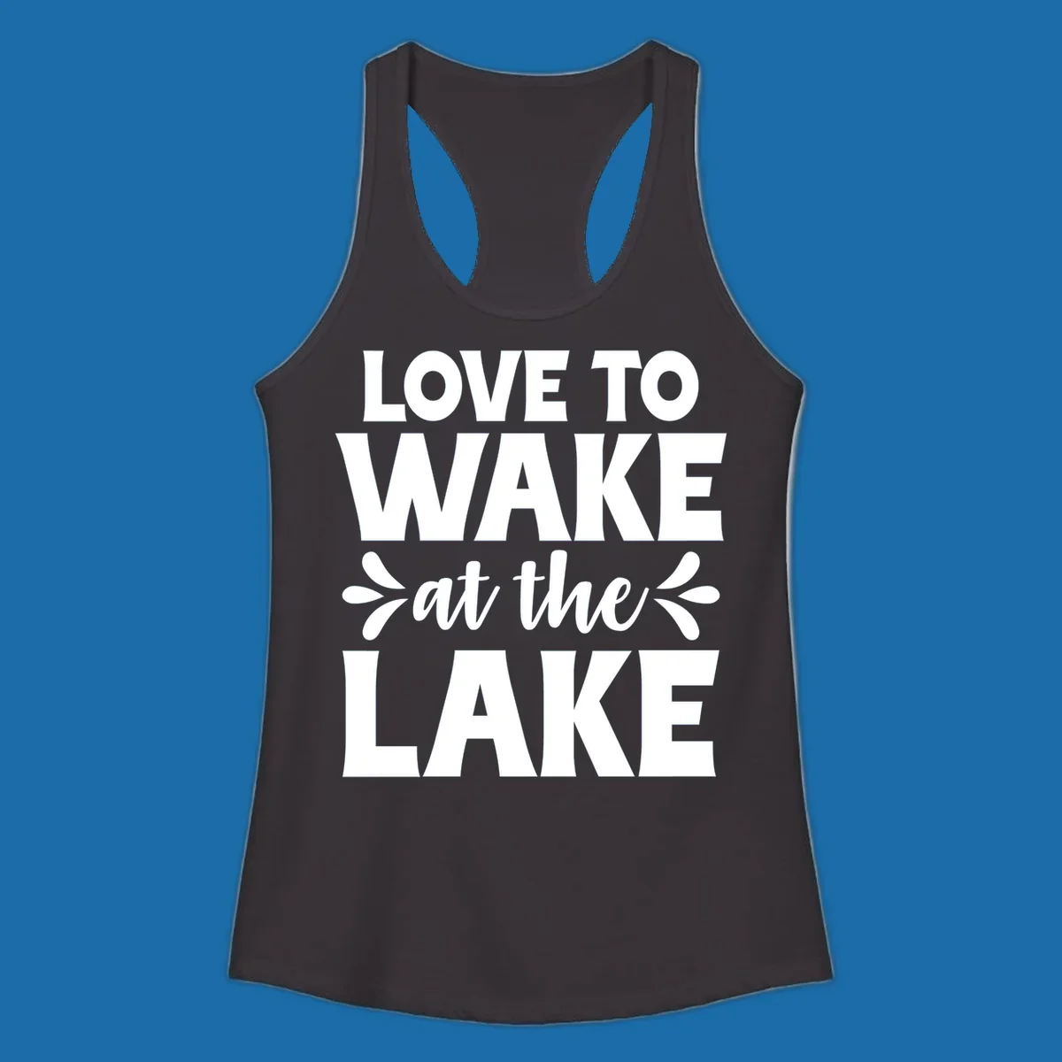 Typography design for 'Love To Wake At The Lake' featuring bold white lettering.
