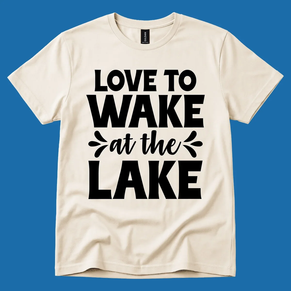 Typography design for 'Love To Wake At The Lake' featuring bold white lettering.