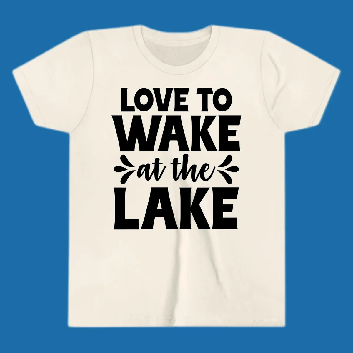 Typography design for 'Love To Wake At The Lake' featuring bold white lettering.