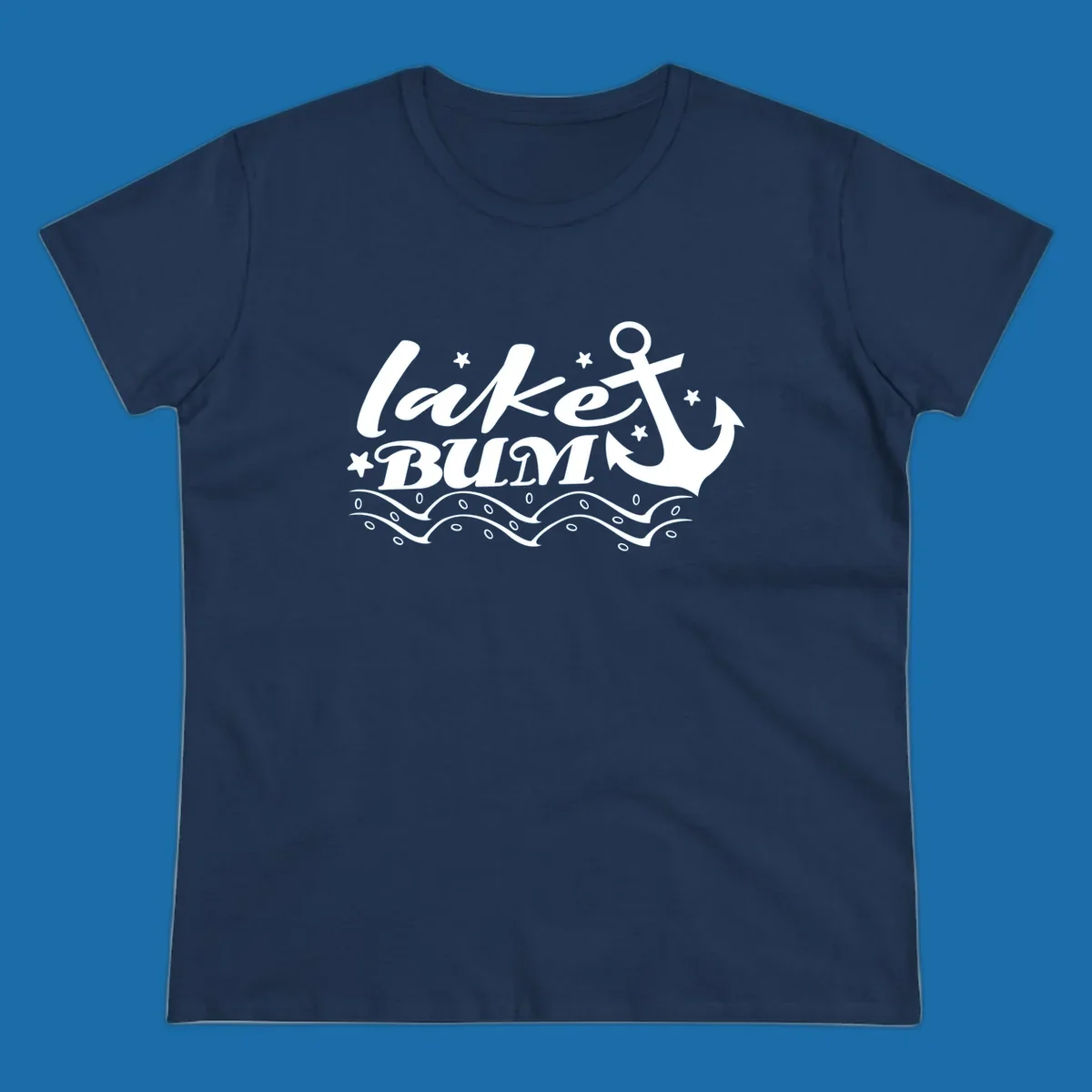 Lake bum anchor and waves text design.