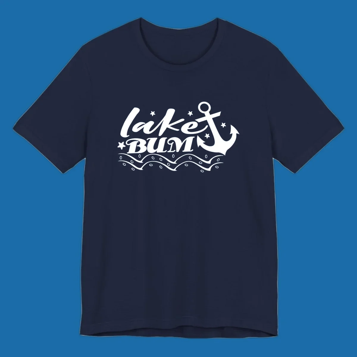 Lake bum anchor and waves text design.