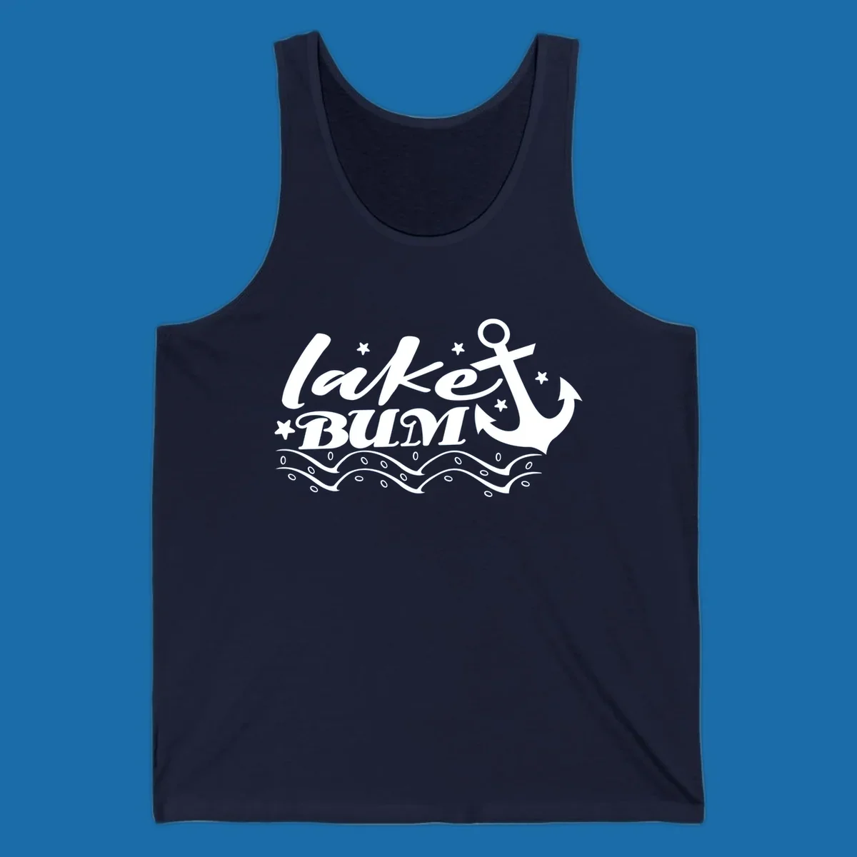 Lake bum anchor and waves text design.