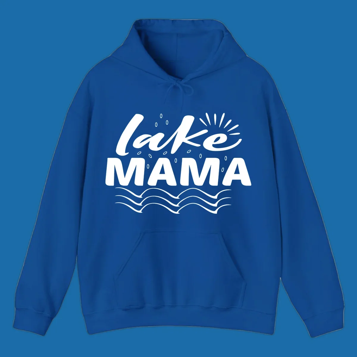 Lake Mama design with script text and wave graphics