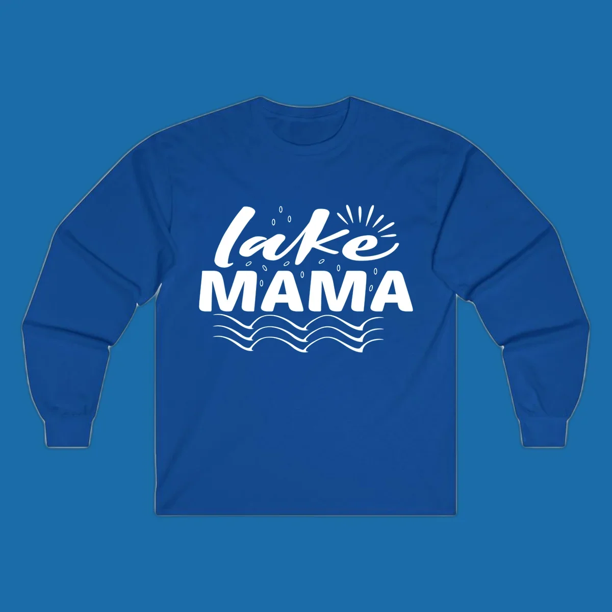 Lake Mama design with script text and wave graphics