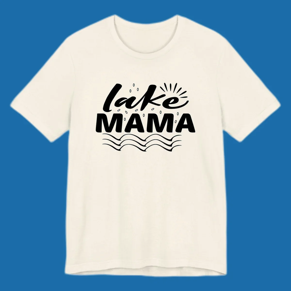 Lake Mama design with script text and wave graphics