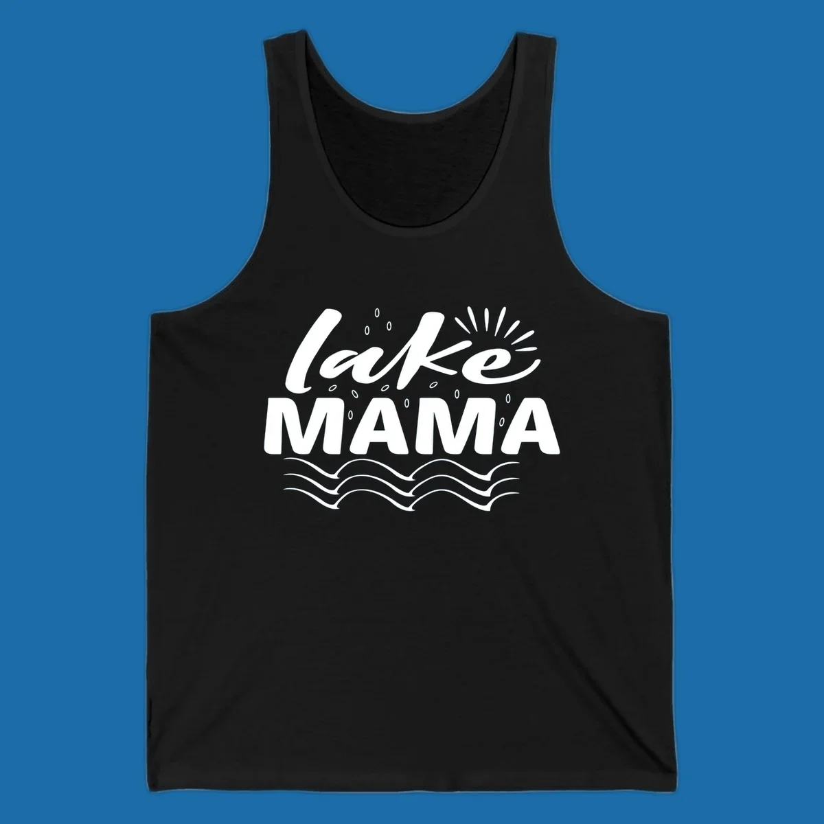 Lake Mama design with script text and wave graphics
