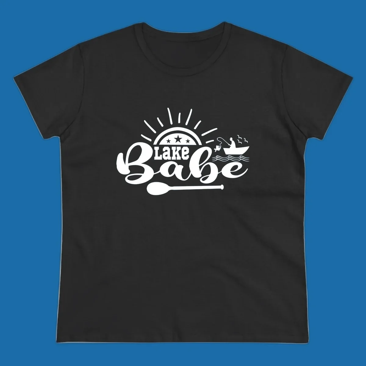 Lake Babe fishing boat design with sun and oar