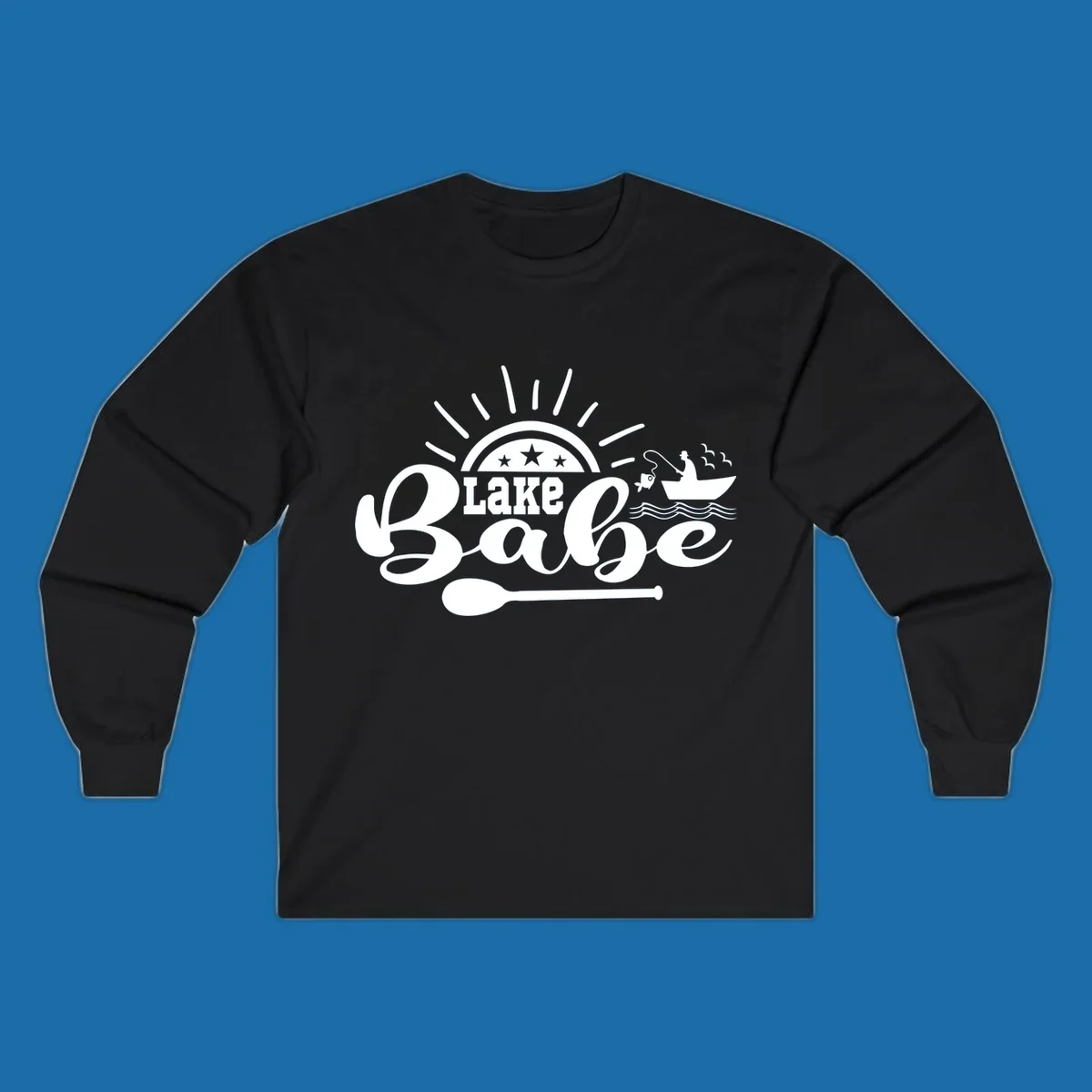 Lake Babe fishing boat design with sun and oar
