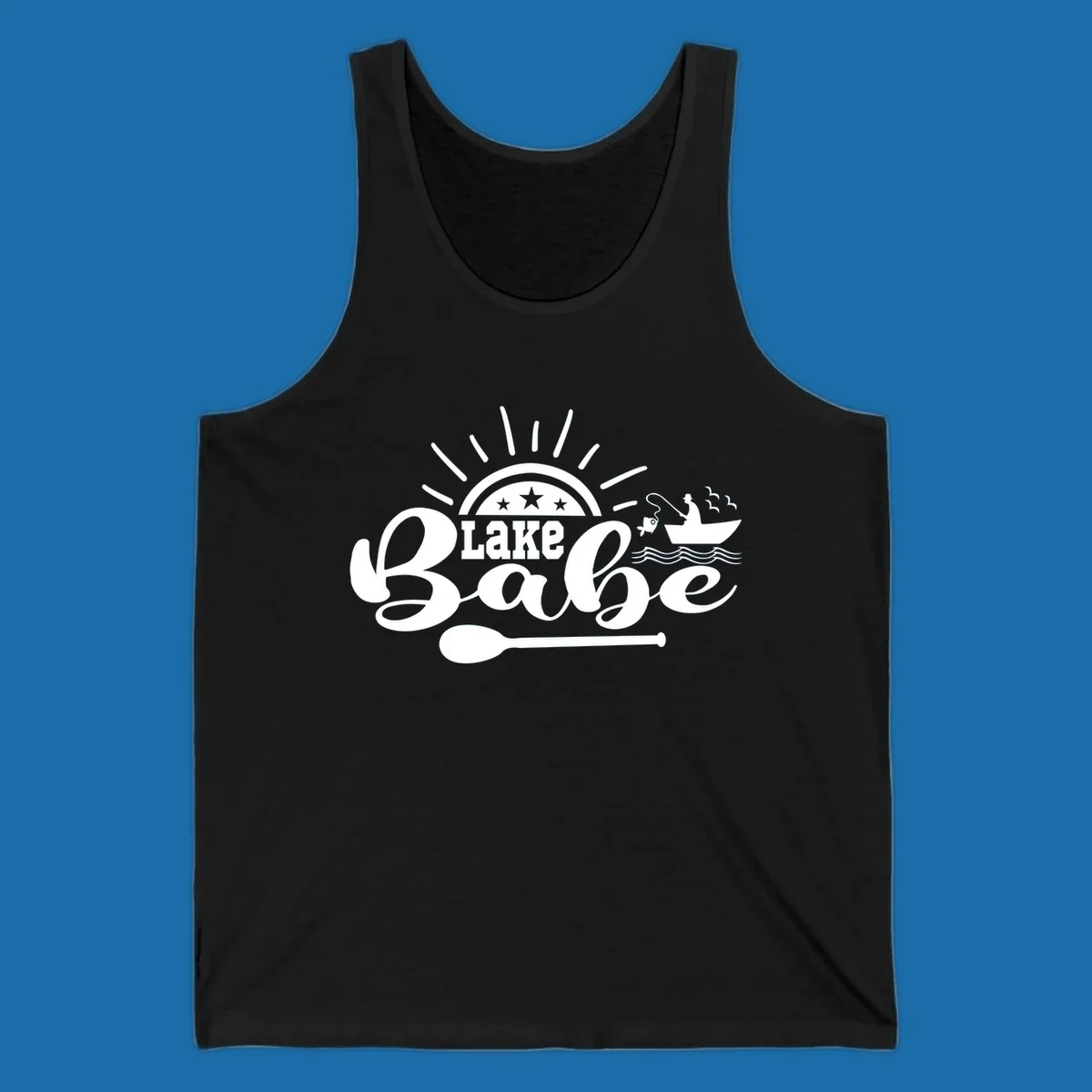 Lake Babe fishing boat design with sun and oar