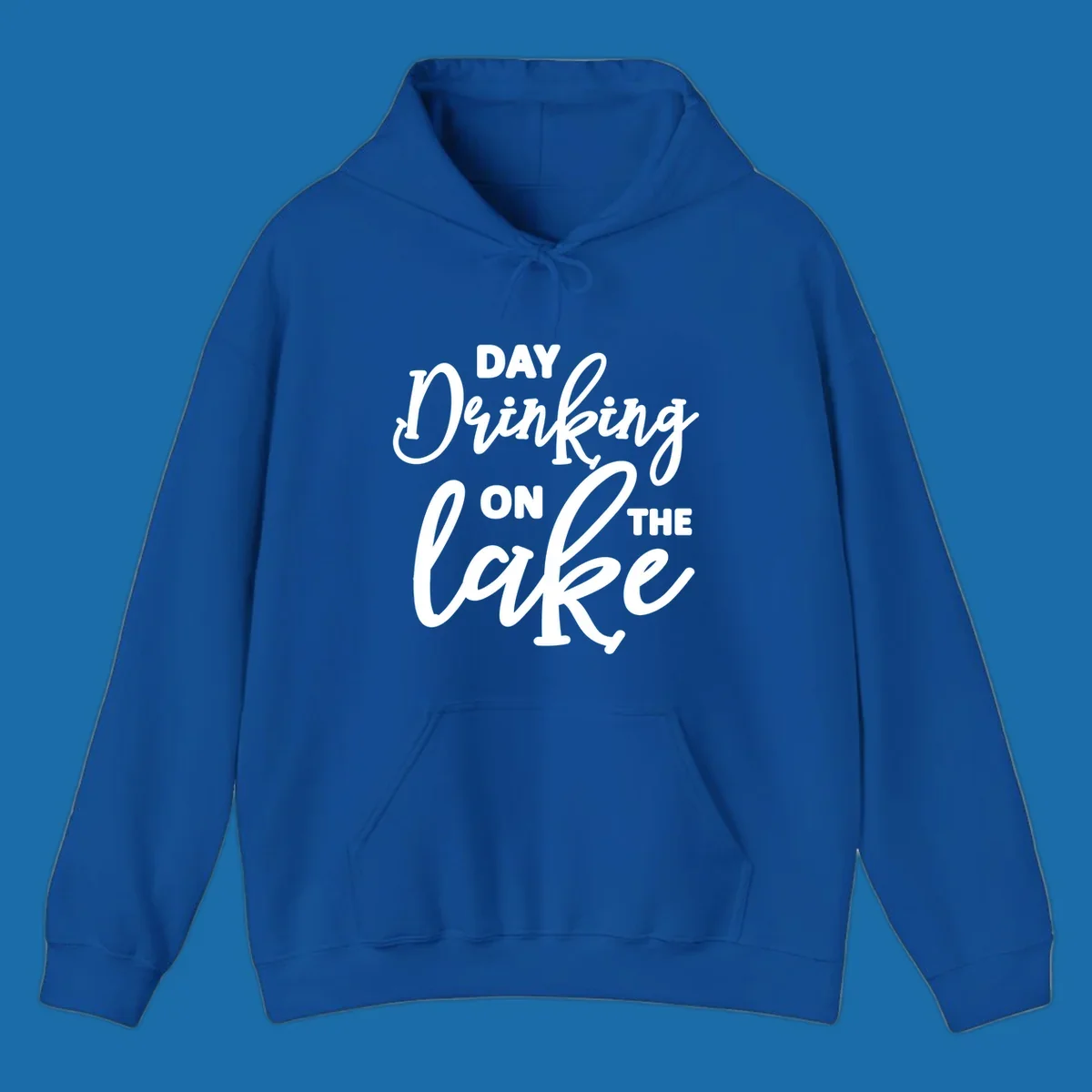 Typography design reading 'Day Drinking On The Lake' for lake day apparel.