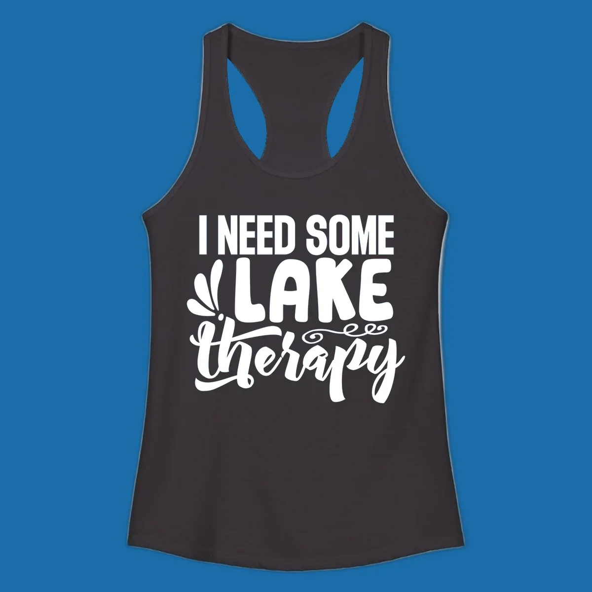I need some lake therapy text design with decorative elements.