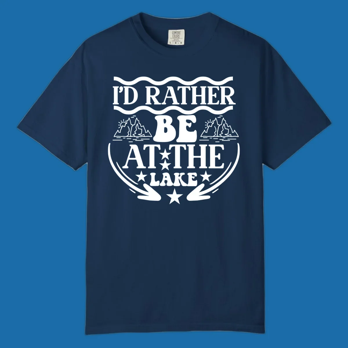 I'd Rather Be At The Lake mountain graphic tee design