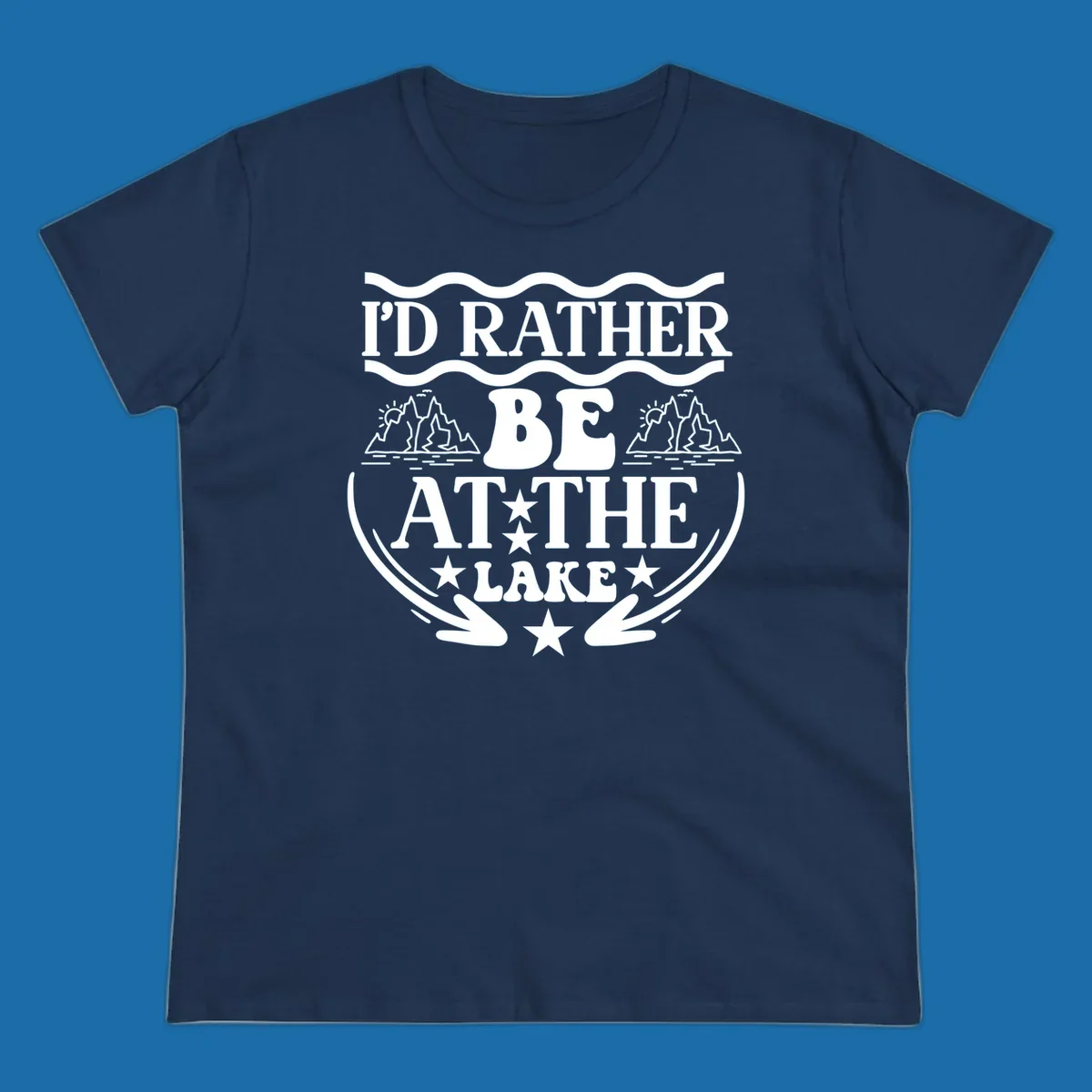 I'd Rather Be At The Lake mountain graphic tee design