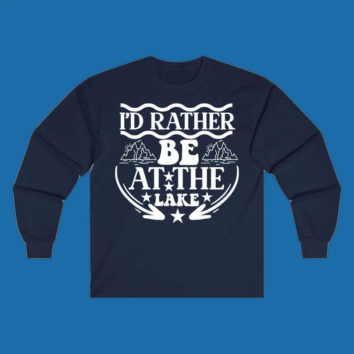 I'd Rather Be At The Lake mountain graphic tee design