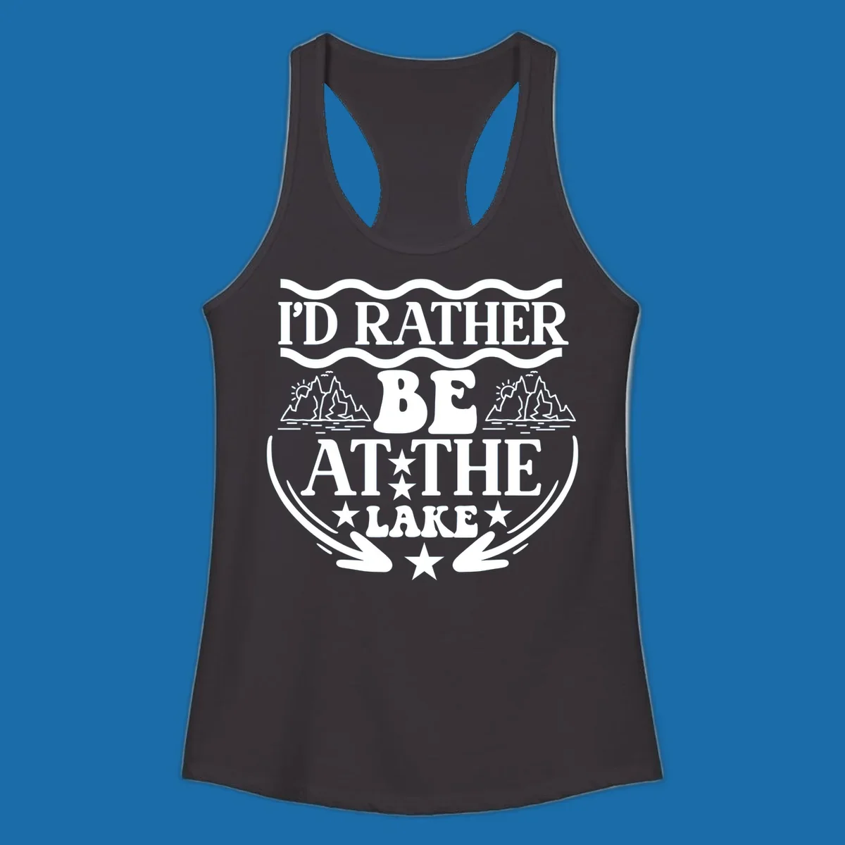 I'd Rather Be At The Lake mountain graphic tee design