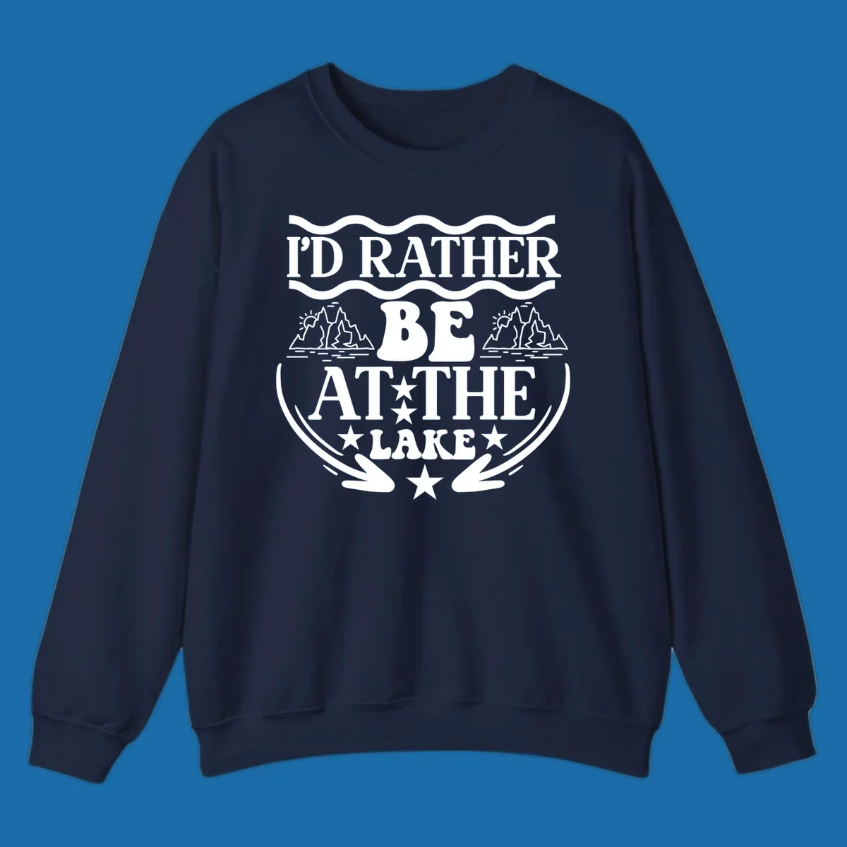 I'd Rather Be At The Lake mountain graphic tee design