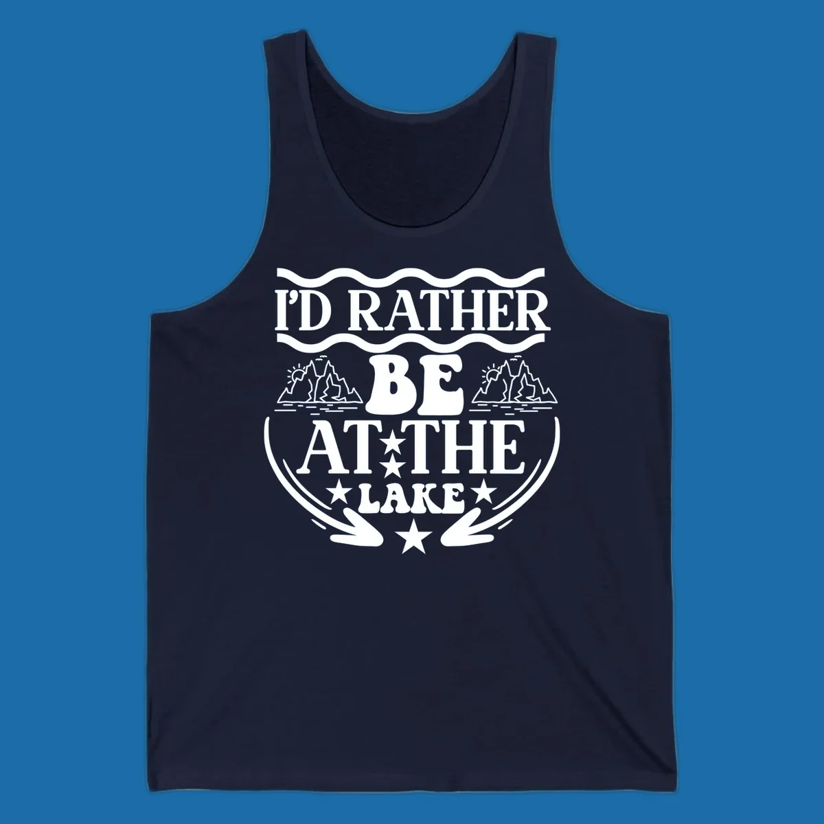 I'd Rather Be At The Lake mountain graphic tee design
