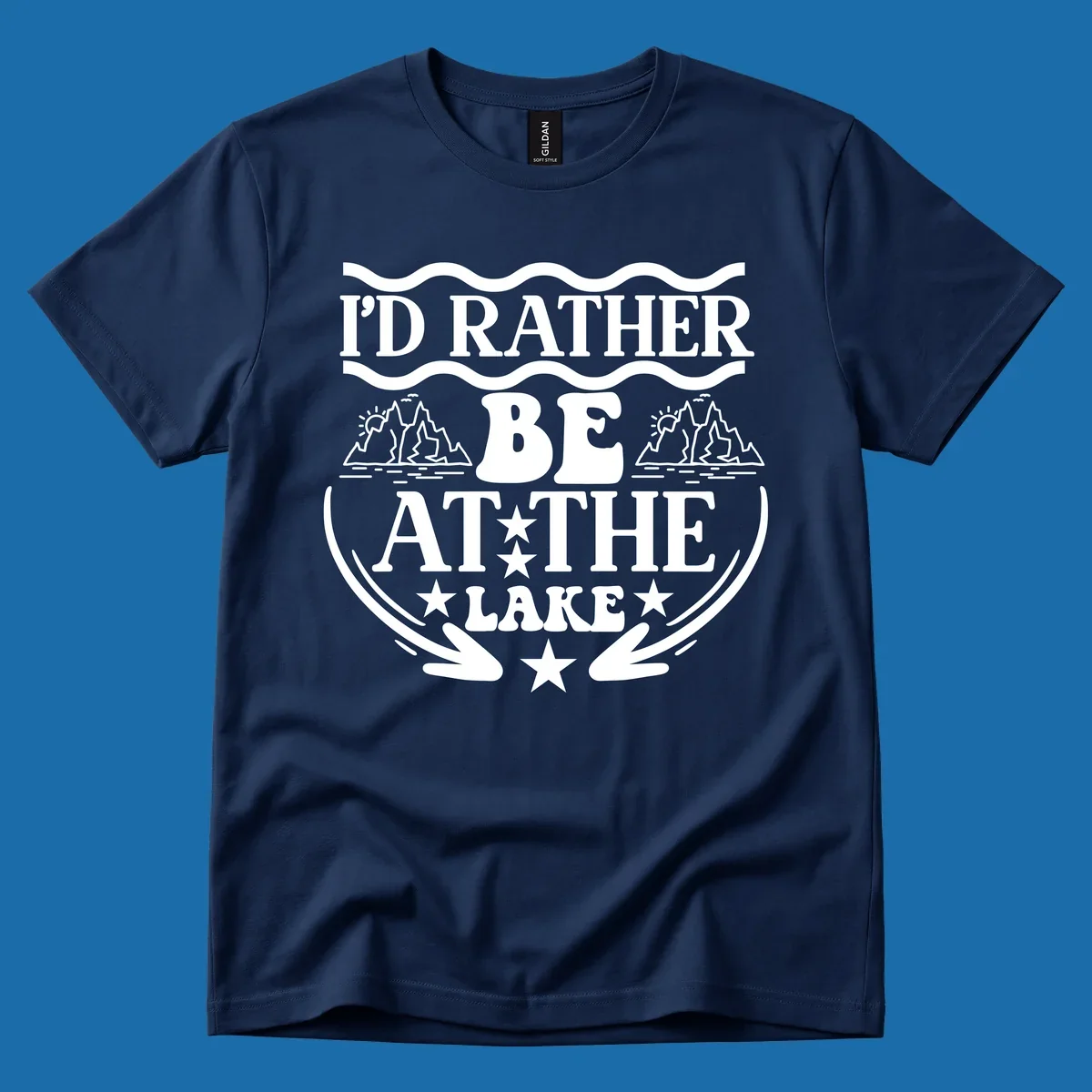 I'd Rather Be At The Lake mountain graphic tee design