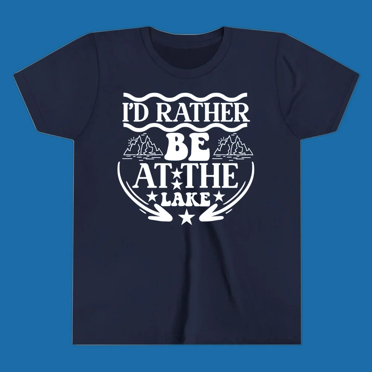 I'd Rather Be At The Lake mountain graphic tee design