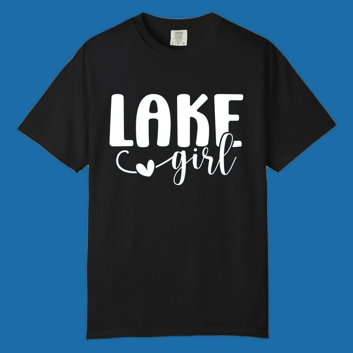 Lake girl text design with a heart accent.