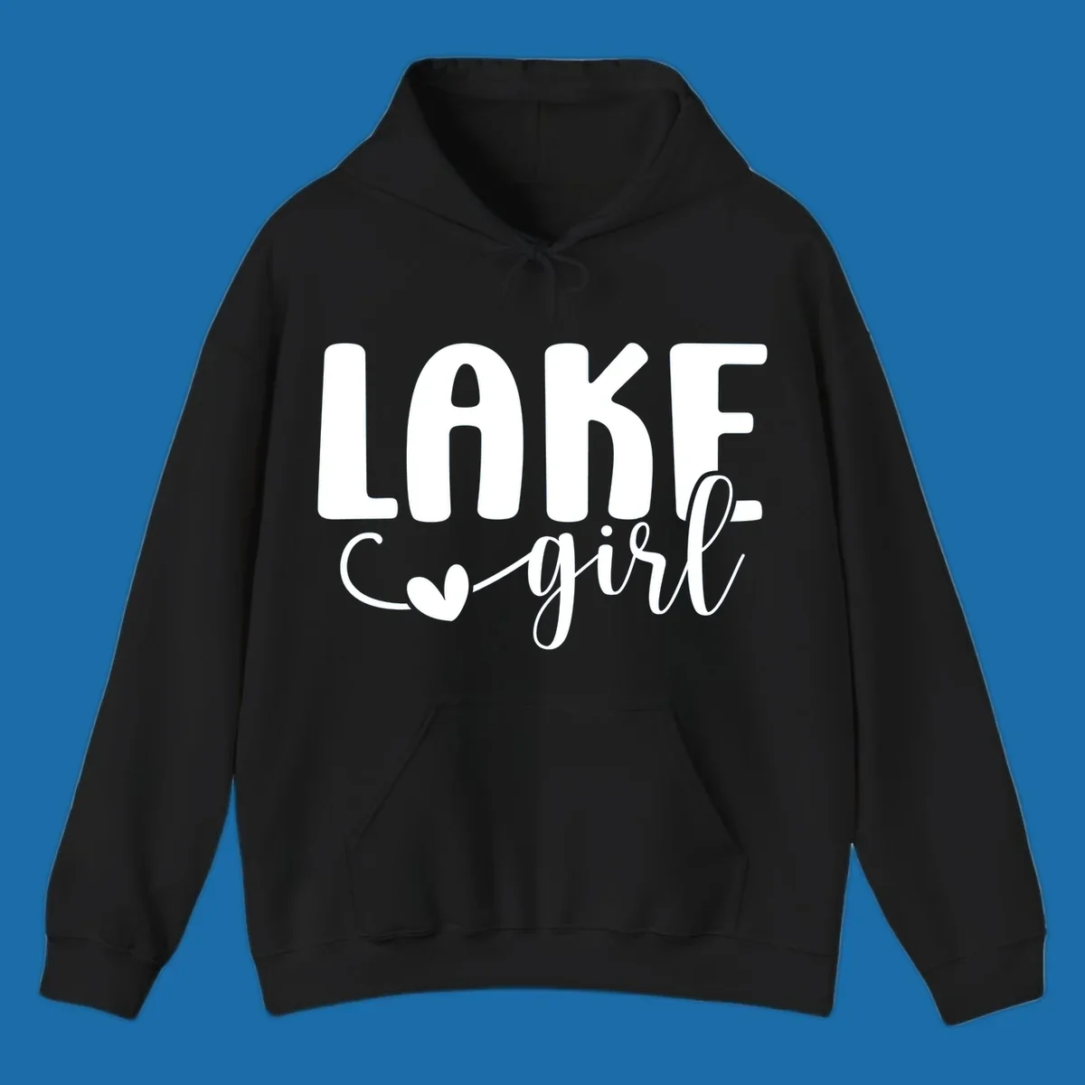 Lake girl text design with a heart accent.