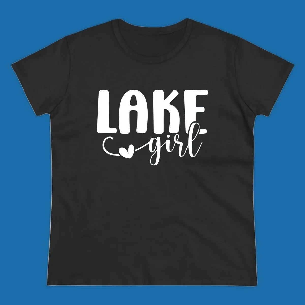 Lake girl text design with a heart accent.