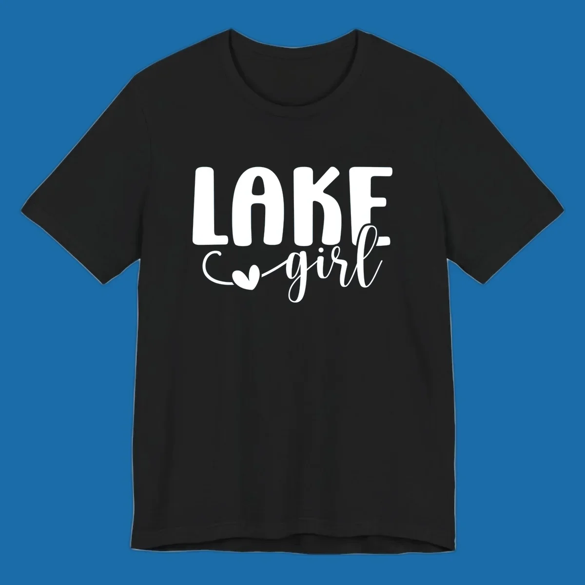 Lake girl text design with a heart accent.