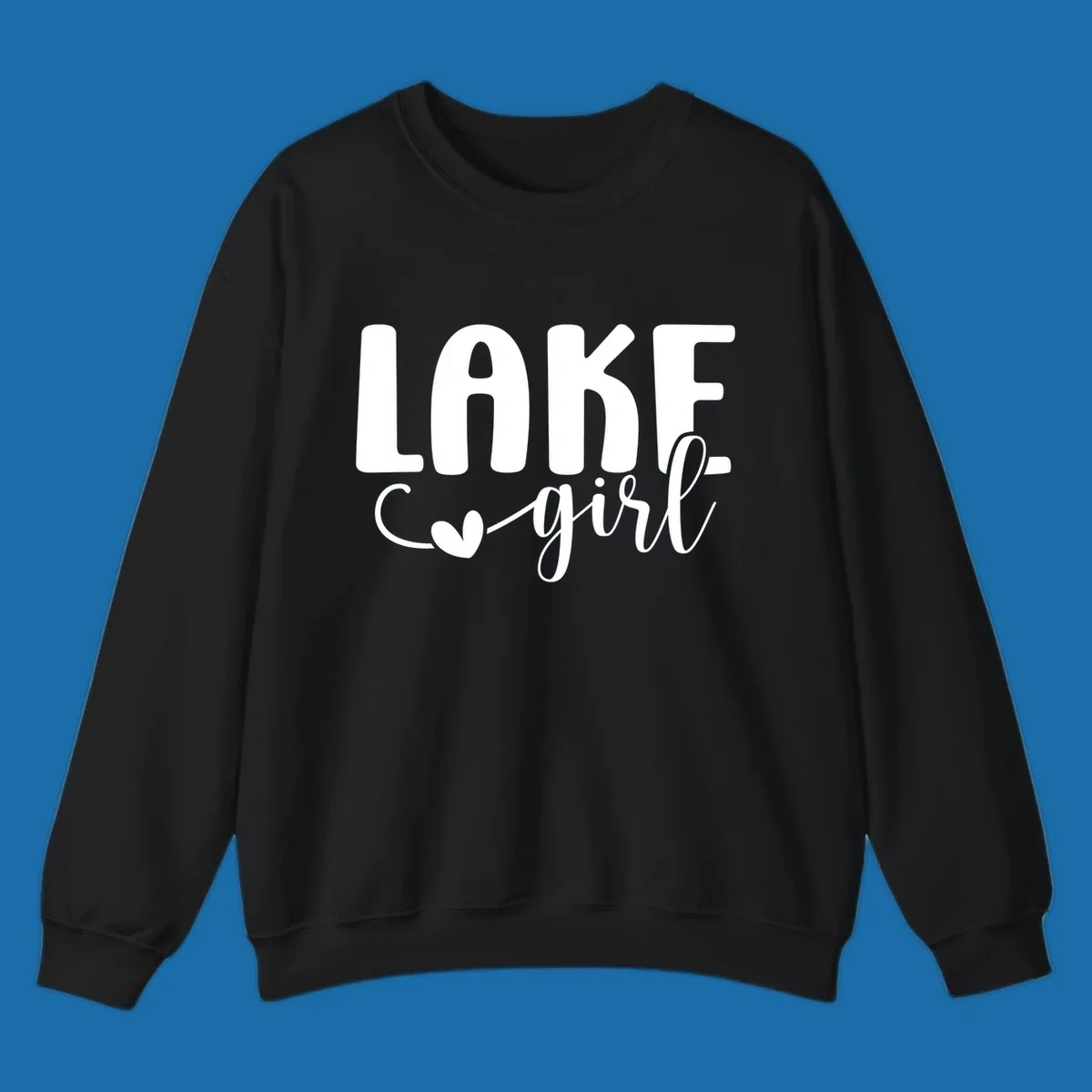 Lake girl text design with a heart accent.