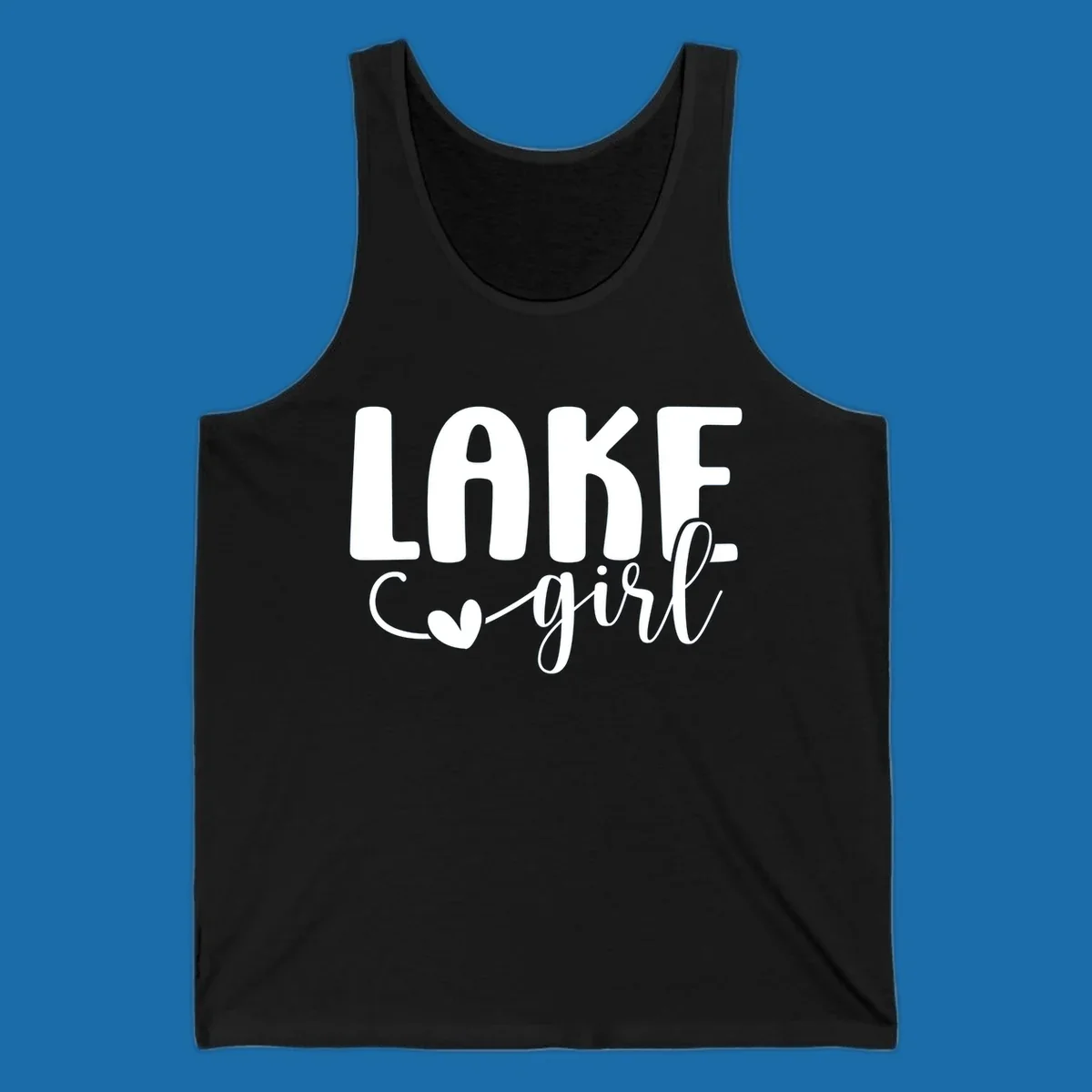 Lake girl text design with a heart accent.