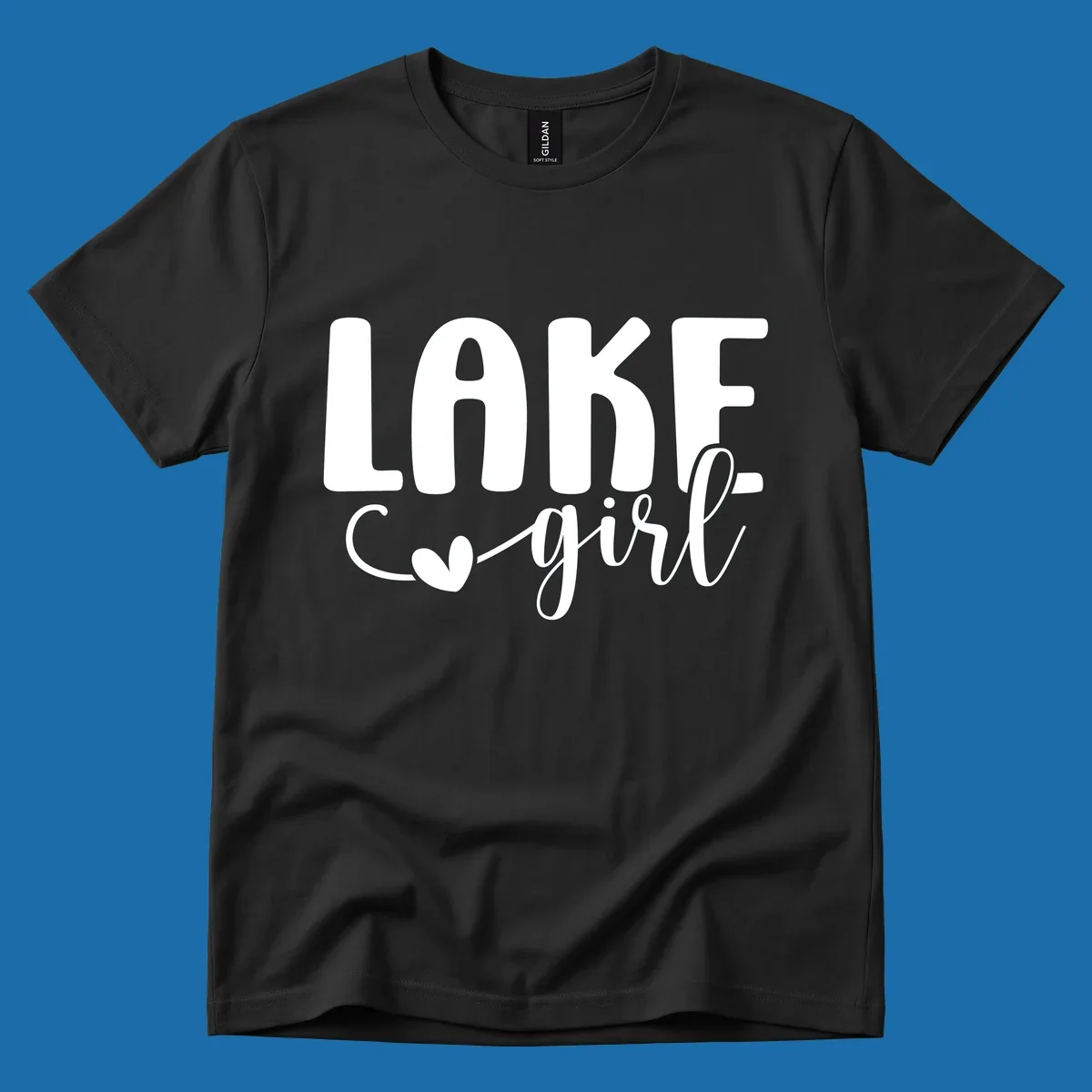 Lake girl text design with a heart accent.