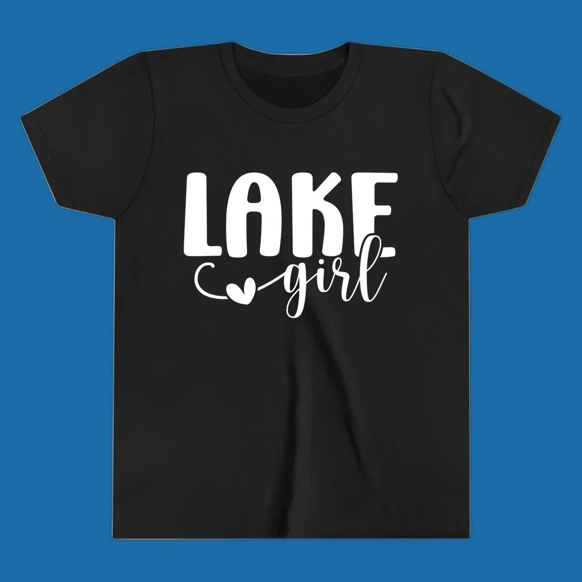 Lake girl text design with a heart accent.
