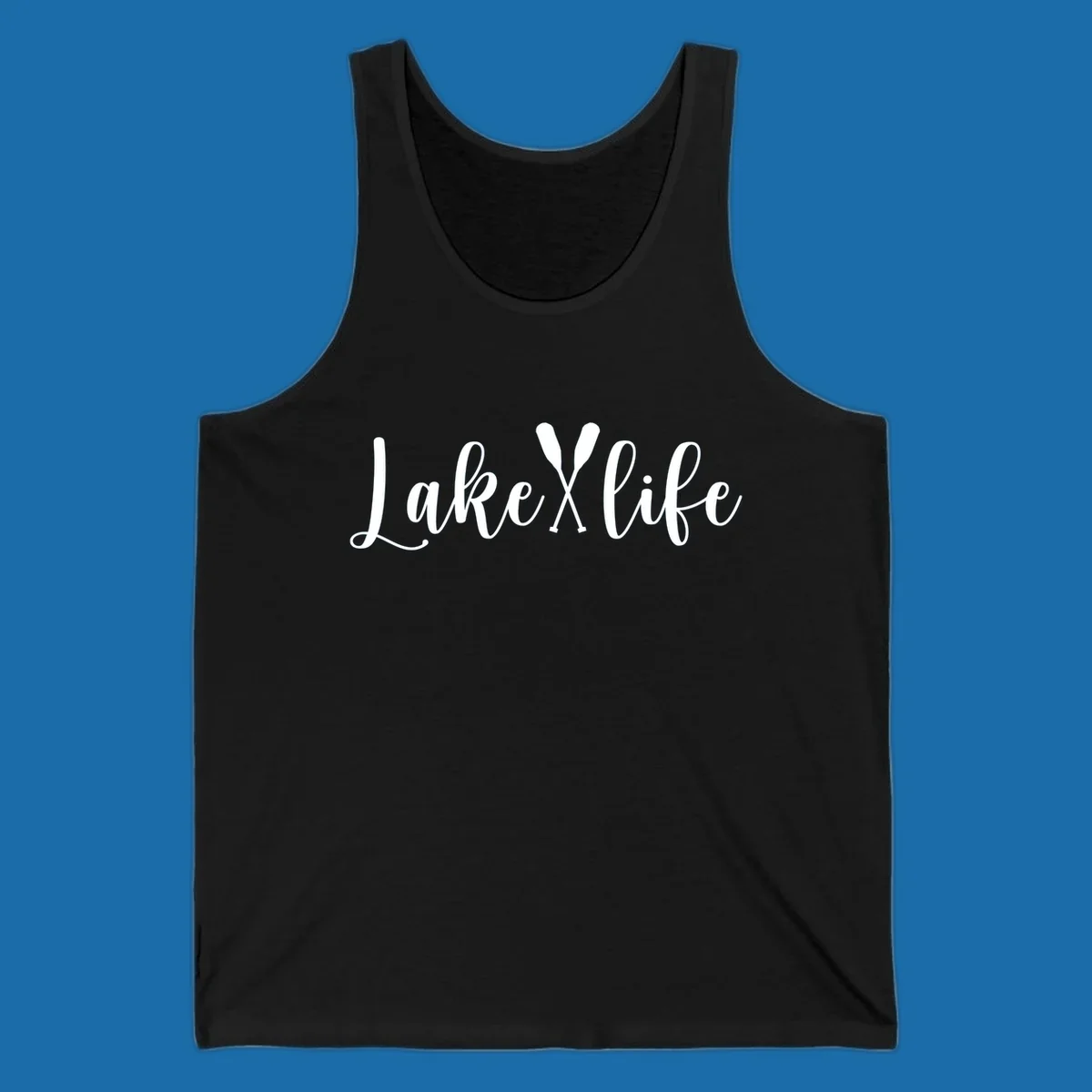 White text 'Lake Life' with crossed oars on a black background, representing lake-life-oars.