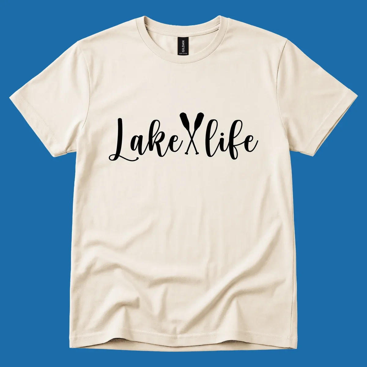 White text 'Lake Life' with crossed oars on a black background, representing lake-life-oars.