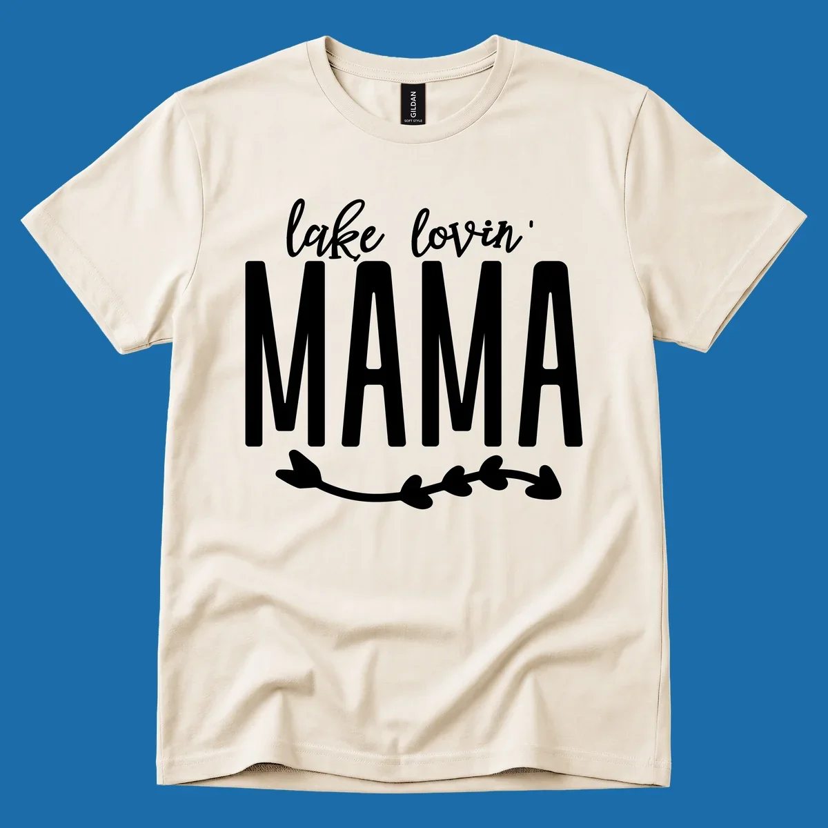Lake lovin mama text with arrow graphic