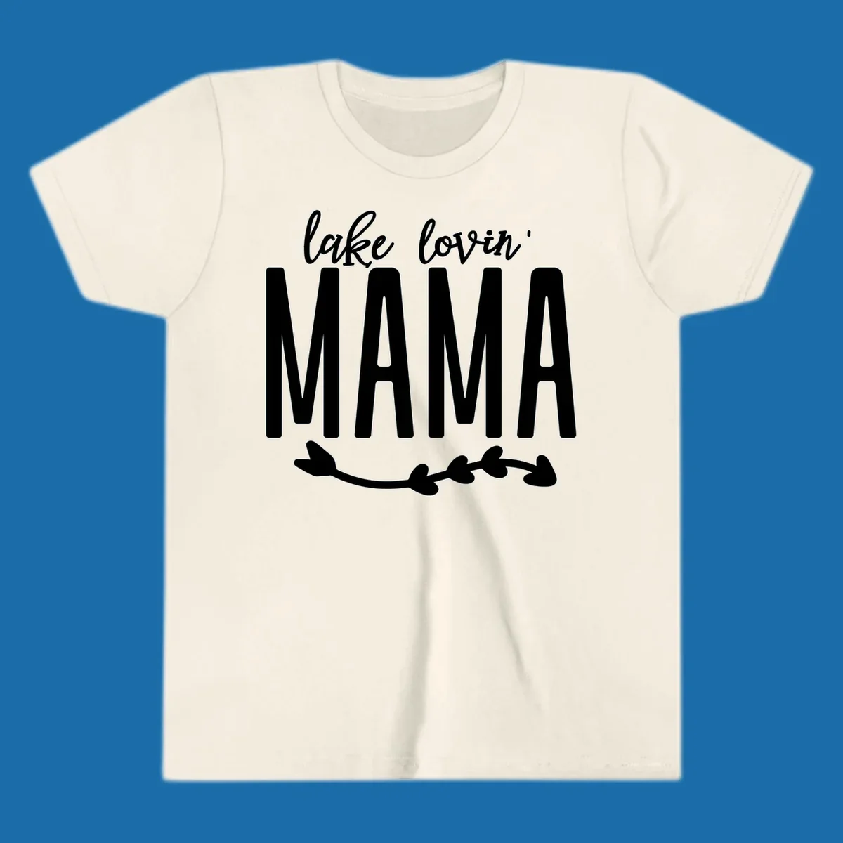 Lake lovin mama text with arrow graphic