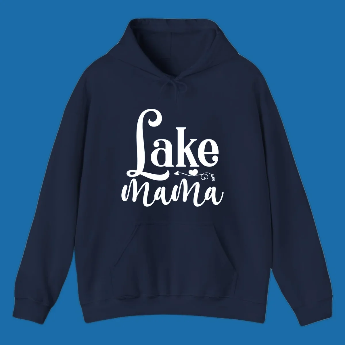 Lake Mama text design with arrow and heart graphic.